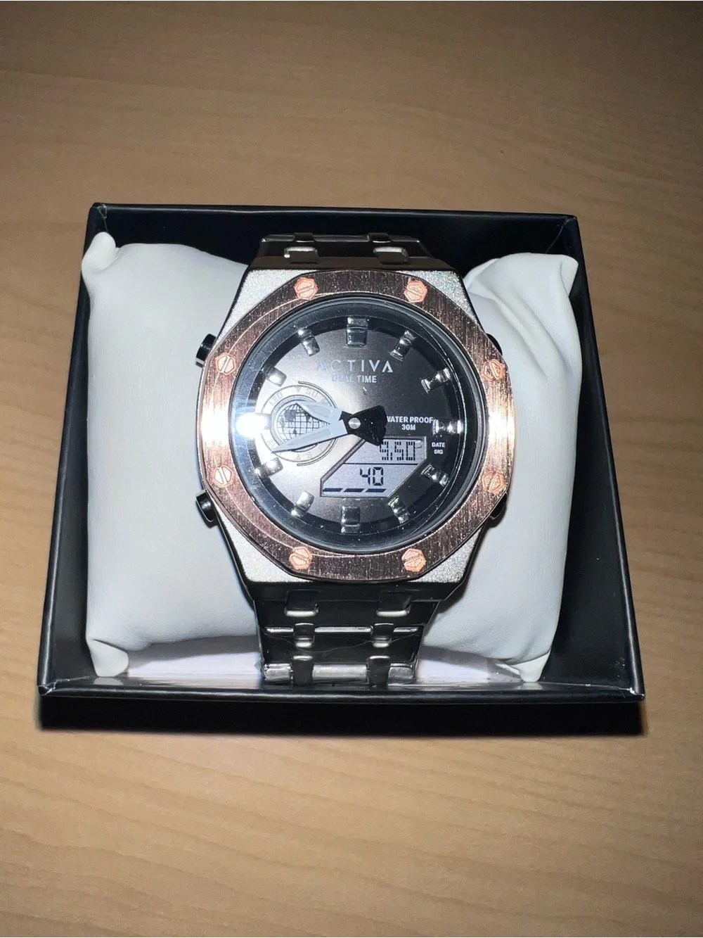 0127: Activa X Invicta Digital Unisex Watch 45.5mm Silver Rose Gold (ACWM303-004